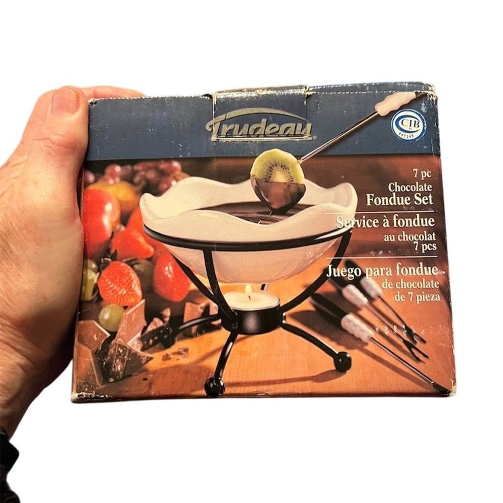 Trudeau 7 Piece Chocolate Fondue Set with Stand & Utensils Included‎